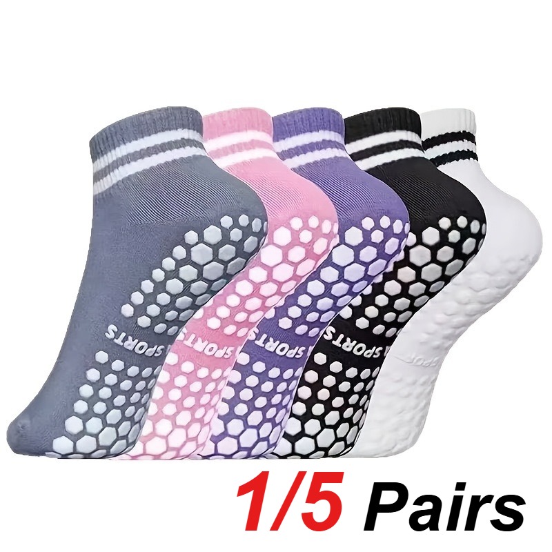Pilates & Yoga Vida - 1/5 Paar Damen-Silikon-Anti-Rutsch-Socken für Pilates, Yoga,
