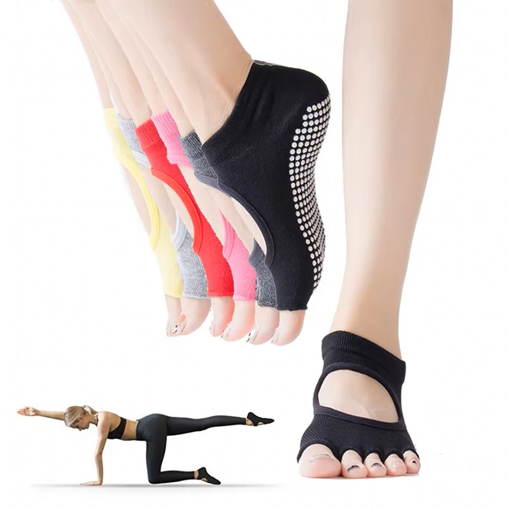 Medias Para Pilates Y Yoga - Rückenfreie Fünf-Zehen-Yoga-Socken, offene, atmungsaktive Fitness-Sportsocken für