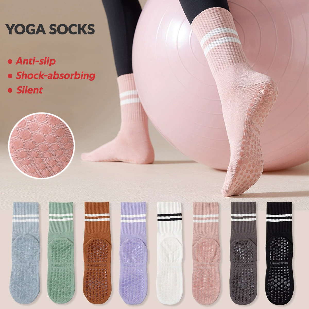 3 Paar lange Yoga-Socken mit G – Medias Para Pilates Y Yoga Bewertung und Preis